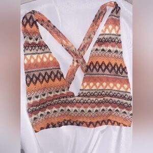 SHEIN Orange Multi Knit Crisscross Bralette